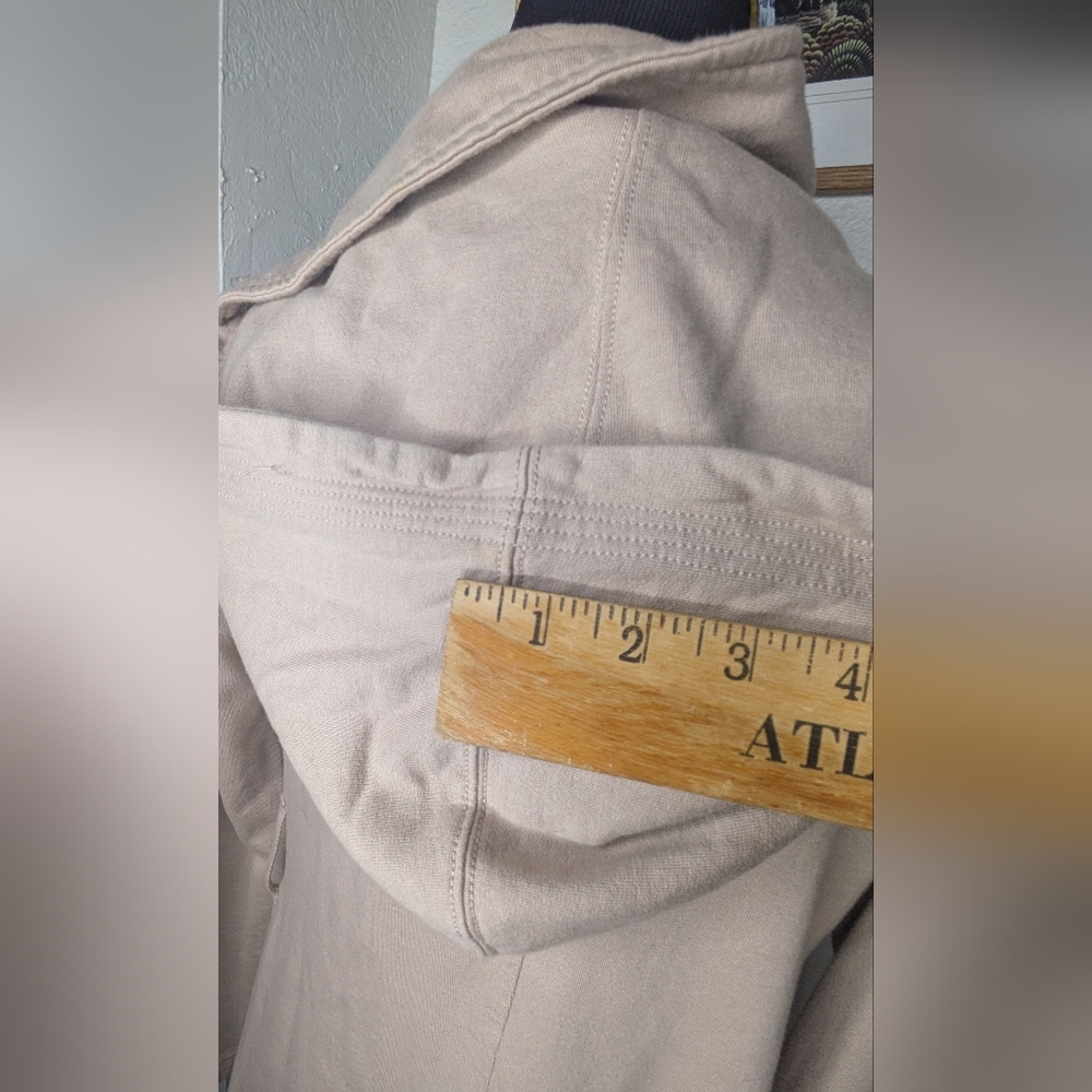 Y2K Vtg Twisted Heart Ladies Cream Removable Hood Collared Button Up Jacket Sz S - Picture 8 of 8